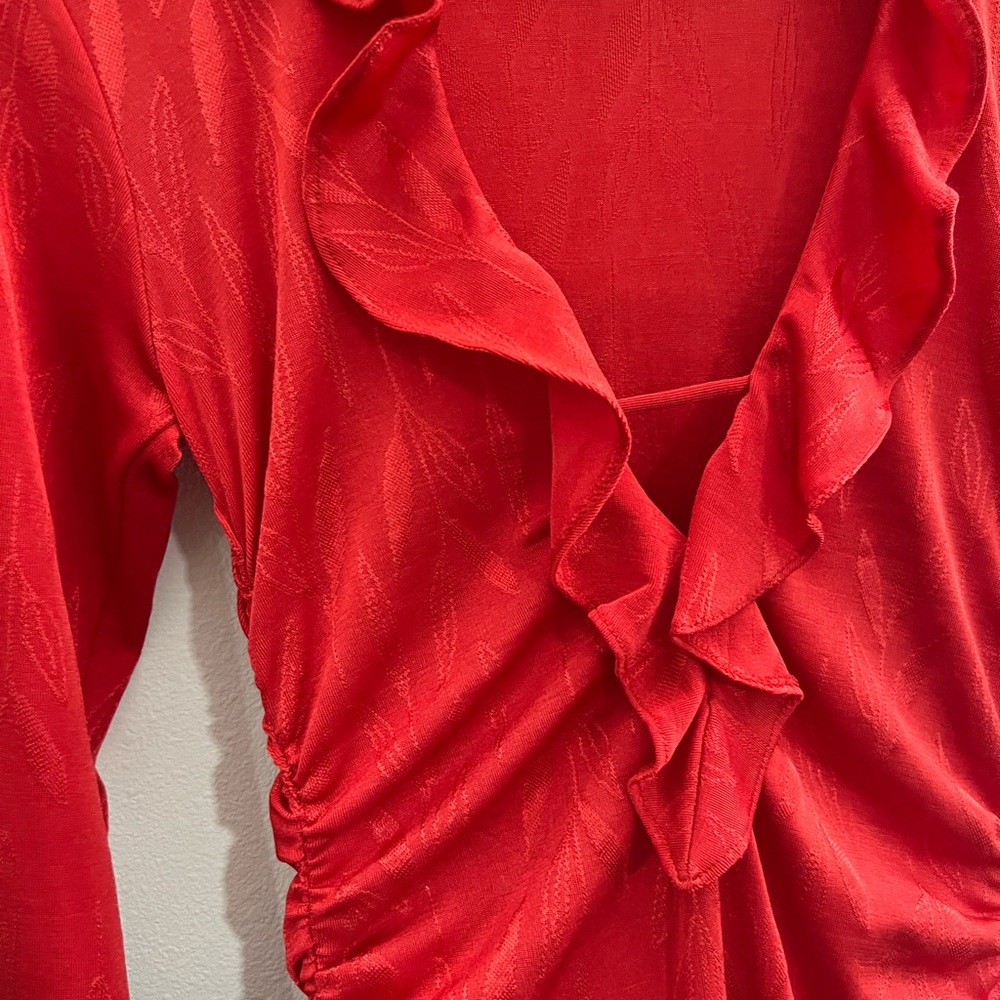 ZARA Red Ruffle Midi- New - Picture 4 of 5